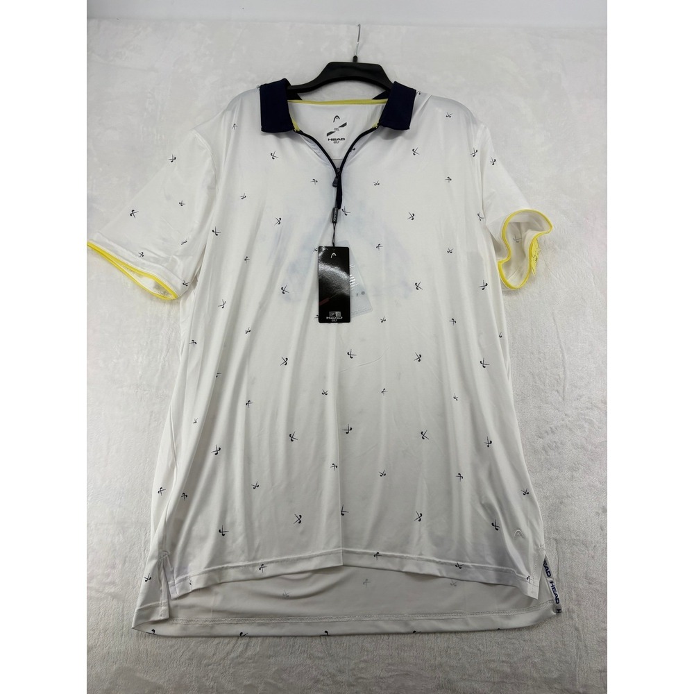 HEAD Golf Polo Mens XXL Shirt‎ White Blue Yellow Jake Performance Stretch NWT
